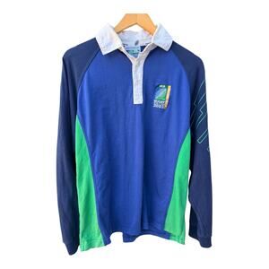 IRB Rugby World Cup 2003 Long Sleeve Rugby Shirt Mens Med. Blue Green Australia